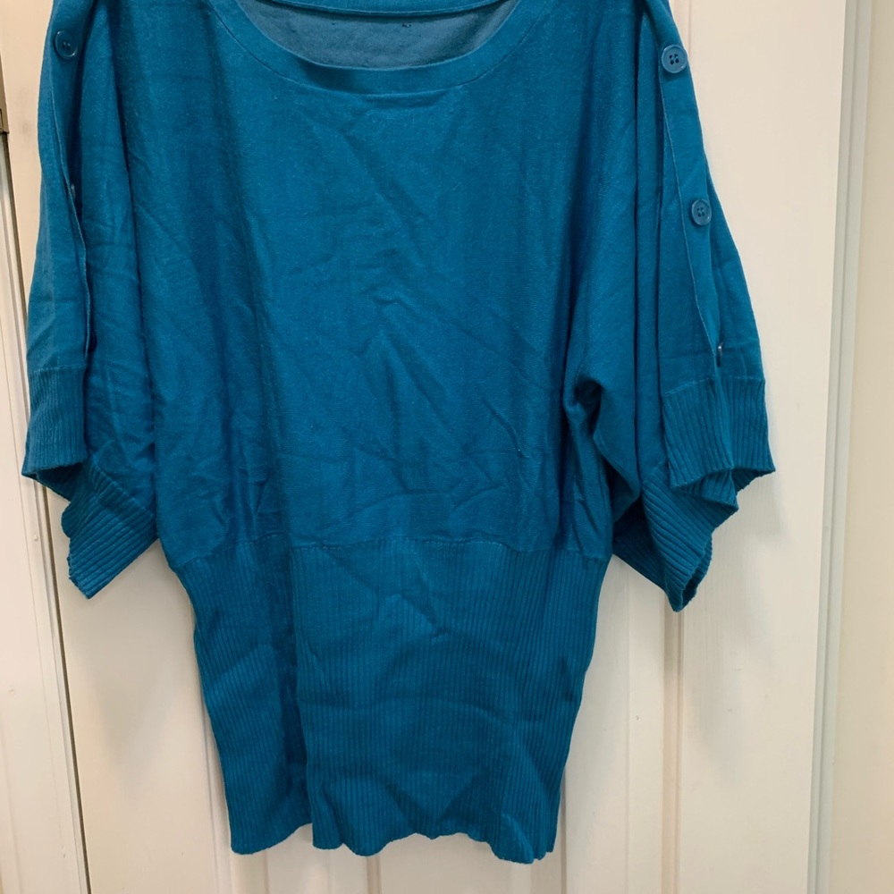 Teal Women's Top with Button Detail